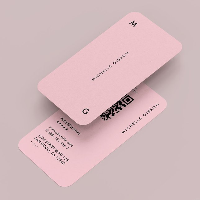 Cartão De Visita Estética Mínima do Pink Profissional (Minimal Professional Pastel Pink Aesthetic Business Card
)