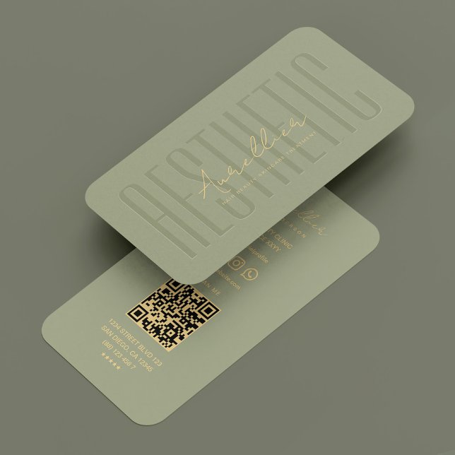 Cartão De Visita Estética moderna - Esteticista Sage Beauticista (Modern Aesthetic Esthetician Sage Gold Beautician Business Card
)