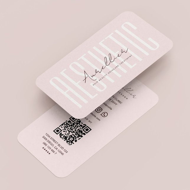 Cartão De Visita Estética moderna - Pérola rosa-rosa (Modern Esthetician Pearl Pink Aesthetic Business Card
)