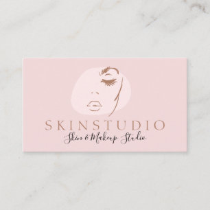 Cartão De Visita Estética Neutra Feminina Rosa Beleza da Face Pele