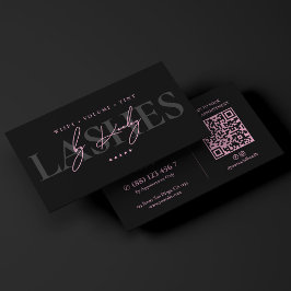Cartão De Visita Estética Rosa Preta de Luxo Mínimo Artista de Cíli