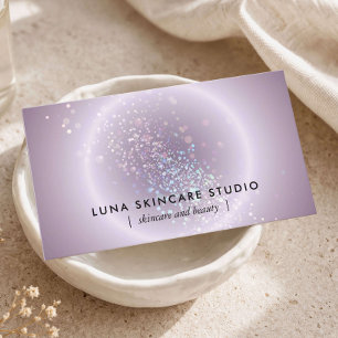 Cartão De Visita Esteticista Celestial Glow Moderno Lavanda Suave