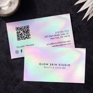 Cartão De Visita Esteticista Código QR Beleza Minimalista