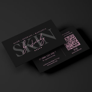 Cartão De Visita Esteticista de Luxo Minimalista Rosa Preto