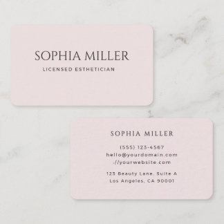 Cartão De Visita Esteticista Editorial Minimalista Rosa