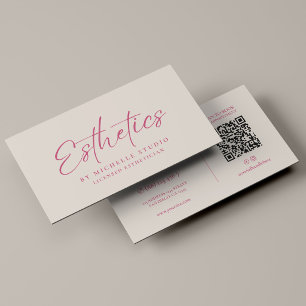 Cartão De Visita Esteticista Elegante Areia Rosa Monograma