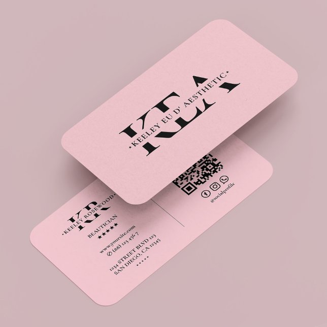 Cartão De Visita Esteticista Estheticista Rosa Pastel Moderno (Beautician Esthetician Pink Pastel Modern Business Card
)