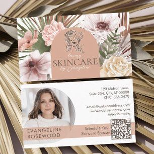 Cartão De Visita Esteticista Floral de Aquarela Boêmia
