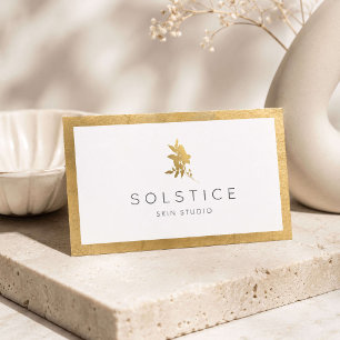 Cartão De Visita Esteticista Floral Ouro Luxo