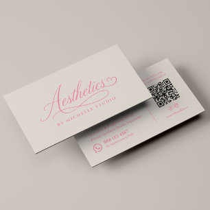 Cartão De Visita Esteticista Licenciada Elegante Script Areia Rosa