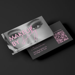 Cartão De Visita Esteticista Minimalista de Cílios Pretos Rosa