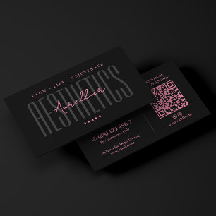 Cartão De Visita Esteticista Minimalista Rosa Preto