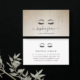 Cartão De Visita Esteticista ou artista de maquiagem de chuva ouro