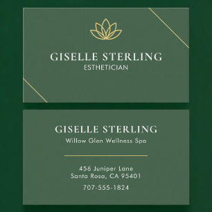 Cartão De Visita Esteticista Verde Dourado