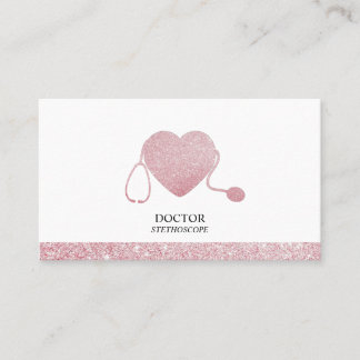 Cartão De Visita Estetoscópio Rosa Espumando Médico