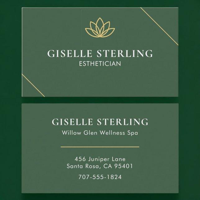 Cartão De Visita Esthetician Green Gold (Criador carregado)