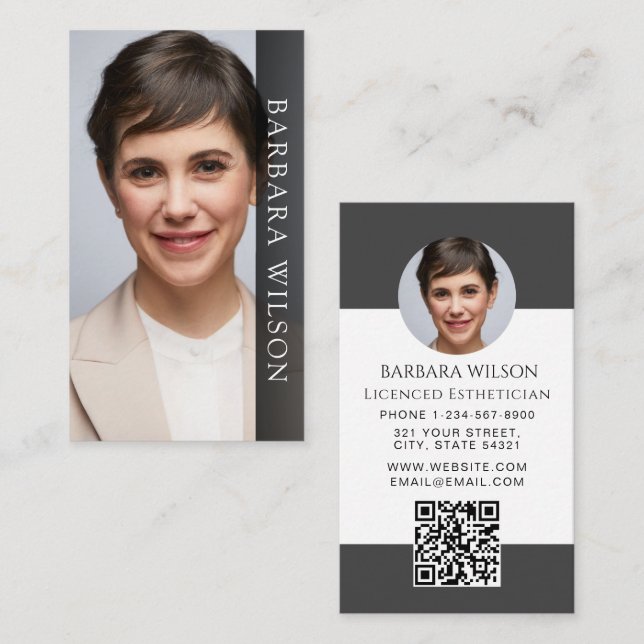 Cartão De Visita Esthetician Med Spa Luxury Beauty qr code (Frente/Verso)