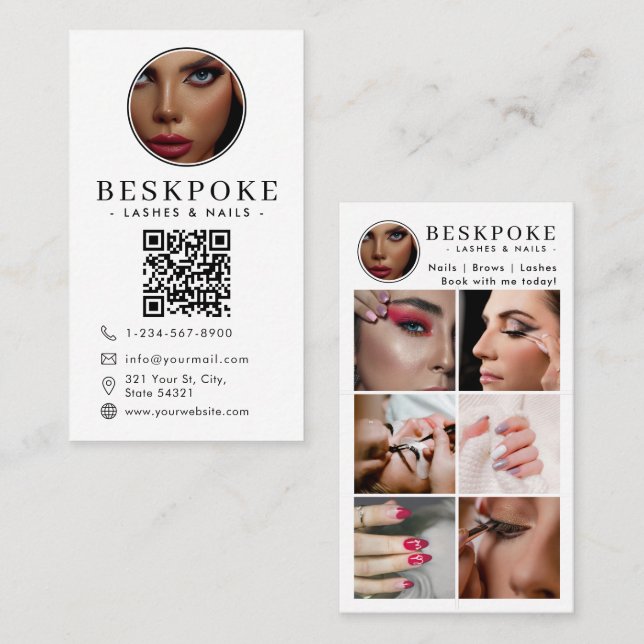Cartão De Visita Esthetician Photo Feed Grid Social Media QR Code  (Frente/Verso)