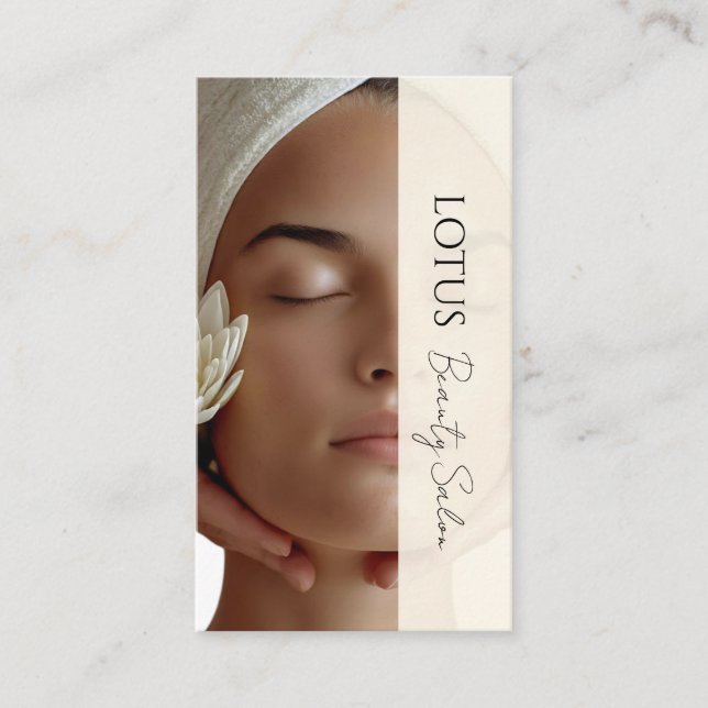 Cartão De Visita Estheticista Beautician Beige QR Code & Photo (Frente)