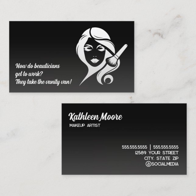 Cartão De Visita 💅 Estheticista Engraçado Makeup Beautician (Frente/Verso)