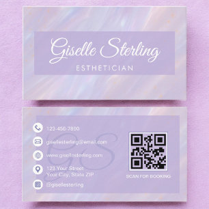 Cartão De Visita Estheticista Iridescente Pastel Opal Holographic