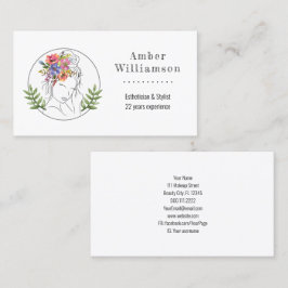 Cartão De Visita Estheticista Moderno Stylist Spa Elegante Chic Flo