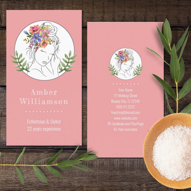 Cartão De Visita Estheticista Moderno Stylist Spa Elegante Chic Flo (Criador carregado)