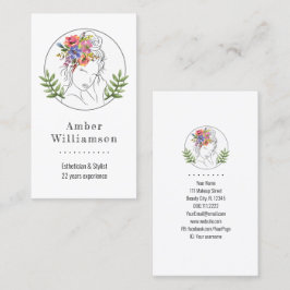 Cartão De Visita Estheticista Moderno Stylist Spa Elegante Chic Flo