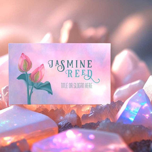 Cartão De Visita Estheticista Opalescente do Lotus Flor de Pastel S (If you a Reiki Master or an Healing Energy Therapist, this is the perfect beautiful business card!)