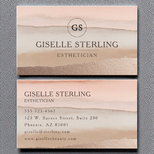 Cartão De Visita Estheticista Rosa Dourada Blush Beige Watercolor
