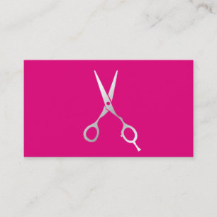 Cartão De Visita Estilhador de Cabelo Simples Tesoura Moderna Rosa