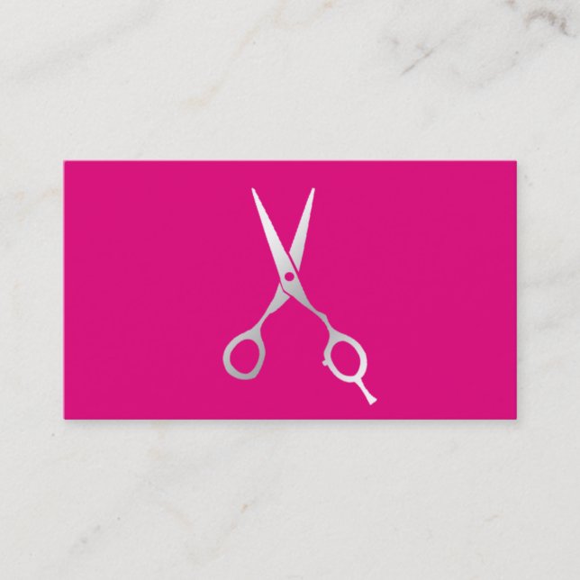 Cartão De Visita Estilhador de Cabelo Simples Tesoura Moderna Rosa  (Frente)