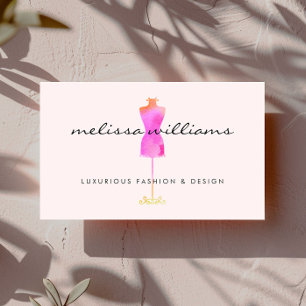 Cartão De Visita Estilista cor-de-rosa da forma do manequim do