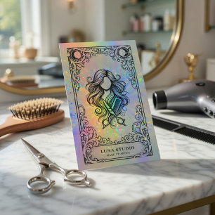 Cartão De Visita Estilista de Cabelo Maquiador Holográfico