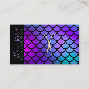 Cartão De Visita Estilista de Cabelo Mermaid Rosa Dourado Arco-Íris