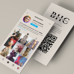 Cartão De Visita Estilista de Cabelo Minimalista Grid Instagram Sal