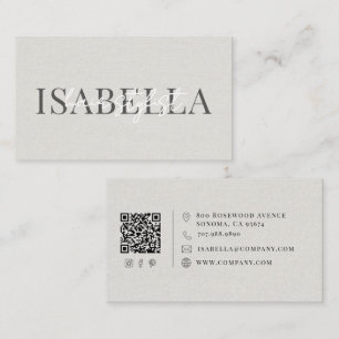 Cartão De Visita Estilista de Cabelo Moderno Falso Linho Script Fot