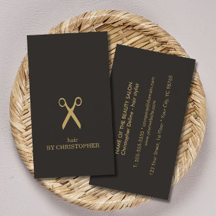 Cartão De Visita Estilista de Cabelo Moderno Minimalista Dourado Fa