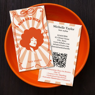 Cartão De Visita Estilista de Cabelo Ousado Retro Desenho Caprichos