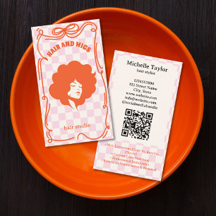 Cartão De Visita Estilista de Cabelo Retro Ousado Desenho Caprichos