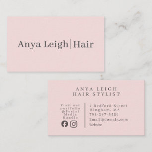 Cartão De Visita Estilista de Cabelo Rosa Bege Moderno e Elegante