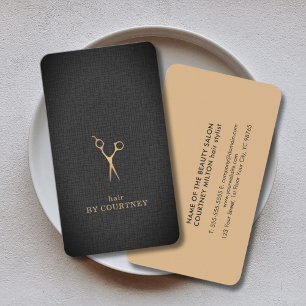 Cartão De Visita Estilista de Cabelos Dourados com Textura Elegante