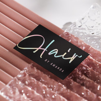 Cartão De Visita Estilista de Cabelos Pretos Modernos Profissionais