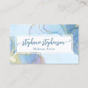 Cartão De Visita Estilista de Moda Aquarela Brilho Azul Moderno