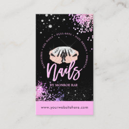 Cartão De Visita Estilista de unhas de salão de luxo, cor-de-rosa e