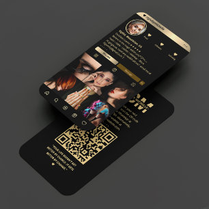 Cartão De Visita Estilista Elegante Beleza Instagram Falso Ouro Pre