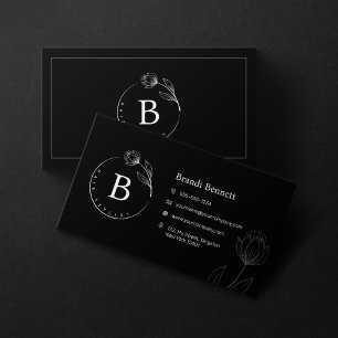 Cartão De Visita Estilista Minimalista Floral Botânico Desenhado à