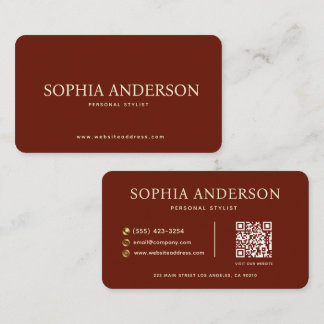 Cartão De Visita Estilista Pessoal Código QR Vermelho e Creme Luxuo