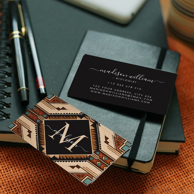 Cartão De Visita Estilo Boho de Cultura Indiana Padrão Americano Na (Criador carregado)