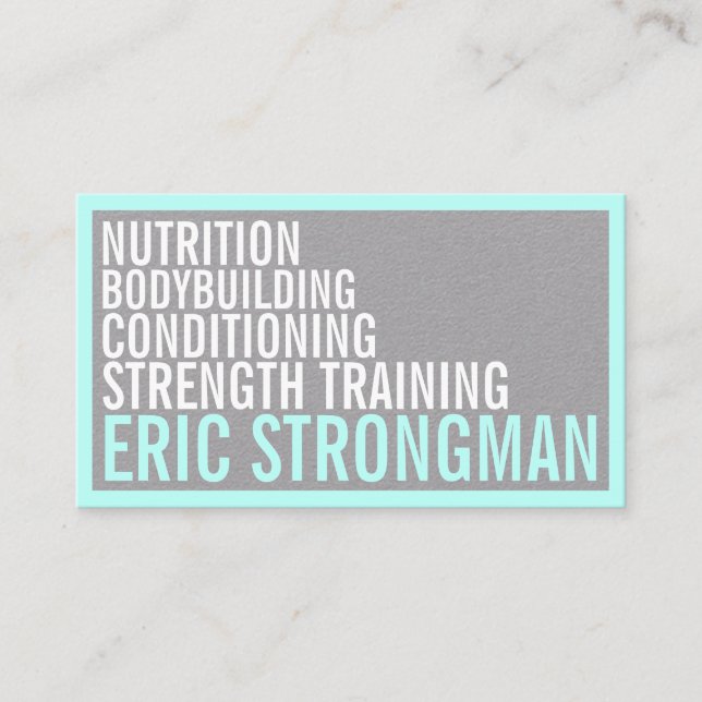 Cartão De Visita Estilo corajoso forte cinzas cianas quadro (Frente)